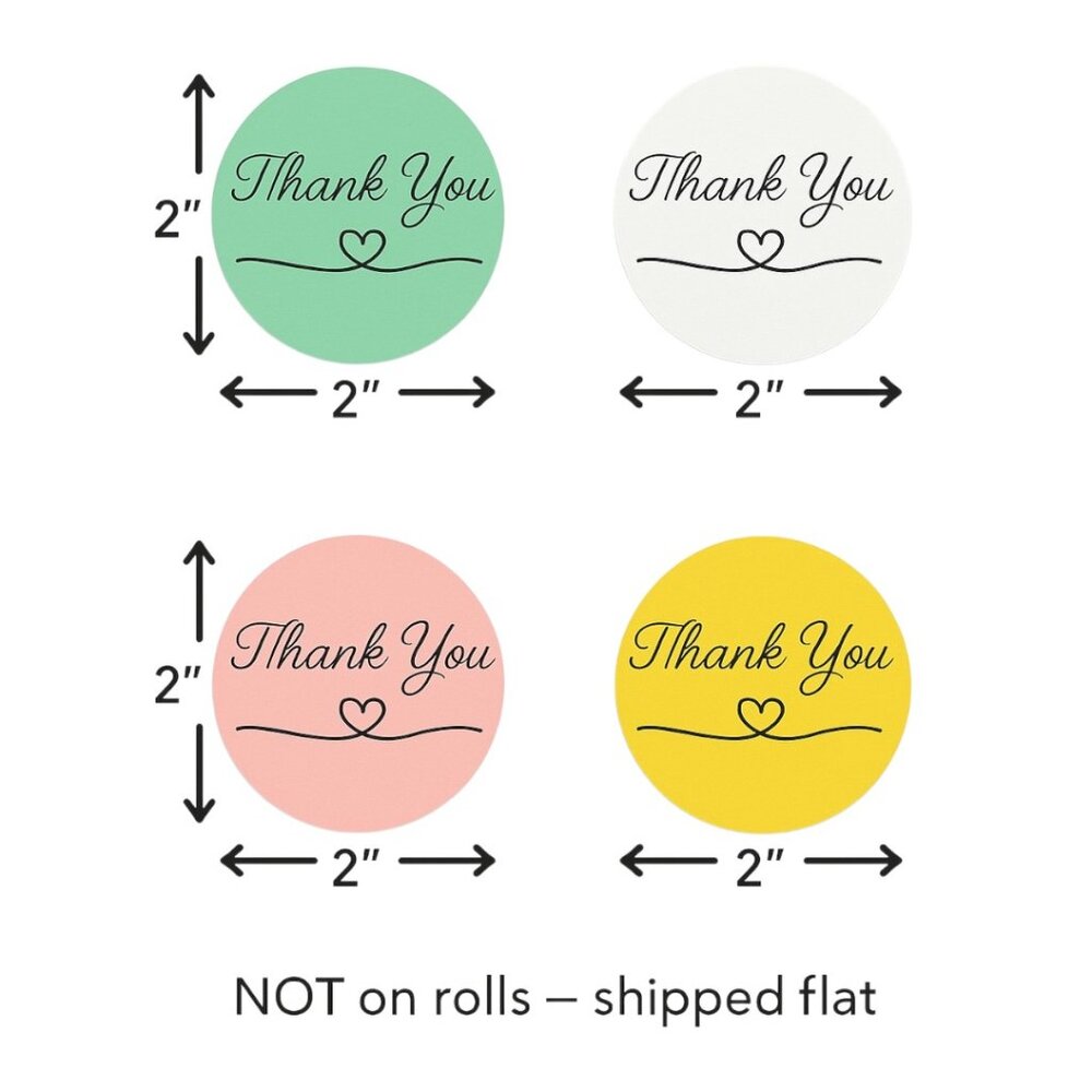 Multi-Colored 2in Circle Thank You Stickers Mailer Packaging Supplies, Gifts - Picture 2 of 5